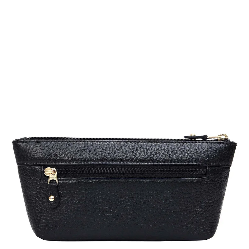 Da Milano Black Wax Leather Multi Pouch - Black  | Best Price UAE
